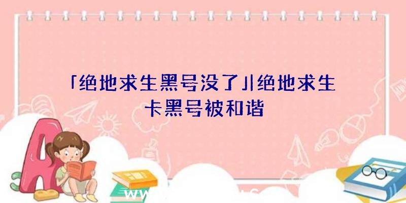 「绝地求生黑号没了」|绝地求生卡黑号被和谐